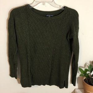 Green cable knit sweater